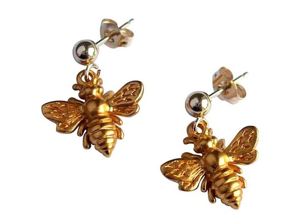Gemshine - Damen - Ohrringe - 925 Silber - Vergoldet - BEE - Biene - 1,5 cm – Bild 4