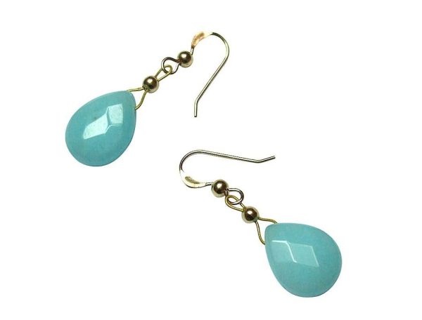 Gemshine - Damen - Ohrringe - Jade - Blau - Vergoldet - 2,5 cm – Bild 4