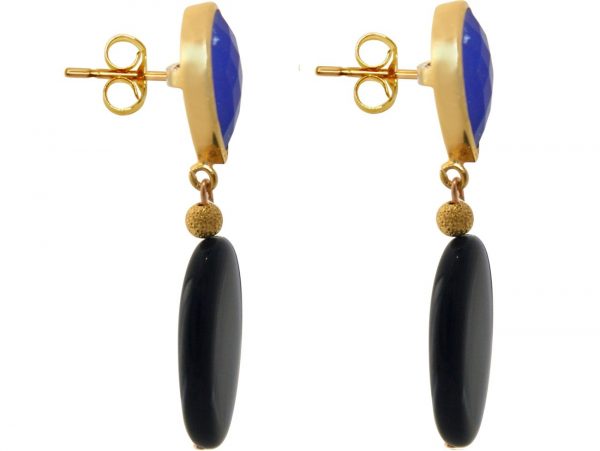 GEMSHINE Damenohrringe mit Lapis Lazuli und Achat Edelsteinen. Ohrhänger aus 925 Silber hochwertig vergoldet. Made in München / Deutschland. Im eleganten Schmucketui geliefert. – Bild 4