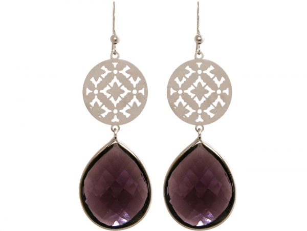 GEMSHINE Damenohrringe mit Mandalas und Amethyst Edelsteinen hervorragender Qualität. Ohrhänger. Made in Madrid / Spanien. Im eleganten Geschenketui geliefert. – Bild 4