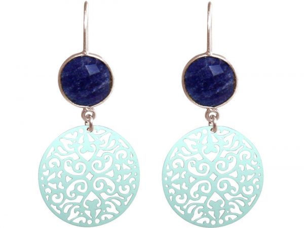GEMSHINE Damenohrringe mit Mandalas und blauen Saphiren hervorragender Qualität. Ohrhänger Made in Madrid / Spanien. Im eleganten Geschenketui. – Bild 4
