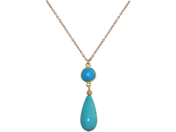 GEMSHINE Halskette mit Türkis Edelsteinen. Anhänger aus 925 Silber oder hochwertig vergoldet an 60cm Kette. Made in München / Deutschland. Im edlen Schmucketui geliefert. Auch als Set mit Ohrringen. – Bild 4
