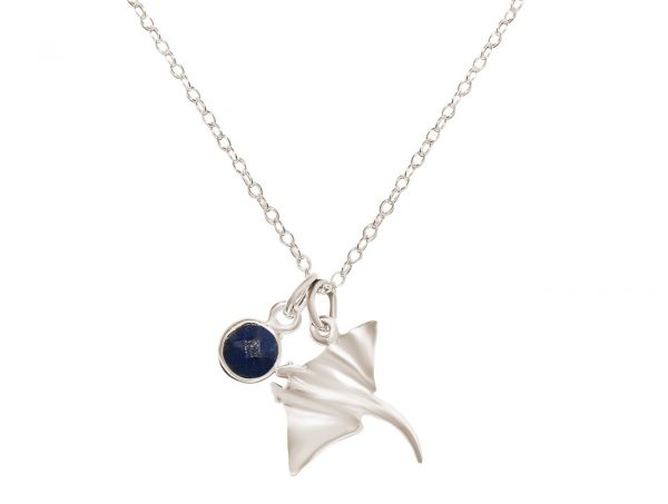 GEMSHINE Maritim Nautics Halskette mit Manta Rochen aus 925 Silber, hochwertig vergoldet oder rose im Navy Stil mit blauem Saphir - Made in Madrid, Spanien – Bild 4