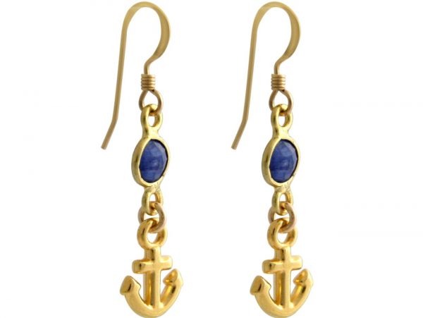 GEMSHINE Maritim Nautics Ohrringe mit Anker Ohrhänger in 925 Silber, hochwertig vergoldet oder rose im Navy Stil mit blauen Saphiren - Made in Madrid, Spanien – Bild 4