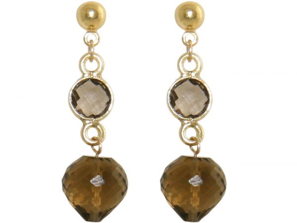 GEMSHINE Ohrringe mit Rauchquarzen. Hochwertig vergoldete Edelstein Tropfen Ohrhänger. Made in München / Deutschland. Im eleganten Schmucketui geliefert. Auch als SET mit Halskette. – Bild 4