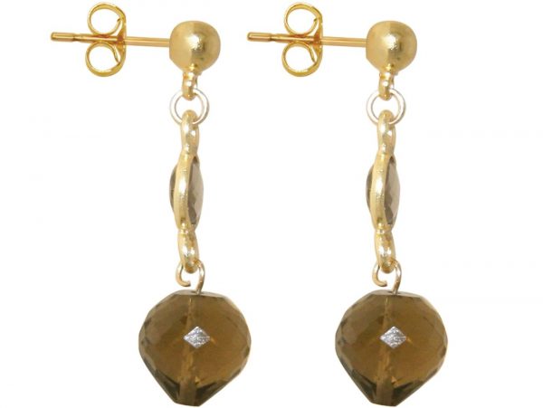GEMSHINE Ohrringe mit Rauchquarzen. Hochwertig vergoldete Edelstein Tropfen Ohrhänger. Made in München / Deutschland. Im eleganten Schmucketui geliefert. Auch als SET mit Halskette. – Bild 3