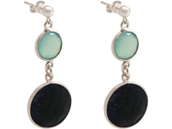 GEMSHINE Ohrringe mit Saphiren und Chalcedonen. Ohrhänger aus 925 Silber, gelb oder rose. Made in München / Deutschland. Im edlen Schmucketui. Auch als SET mit Halskette. – Bild 4