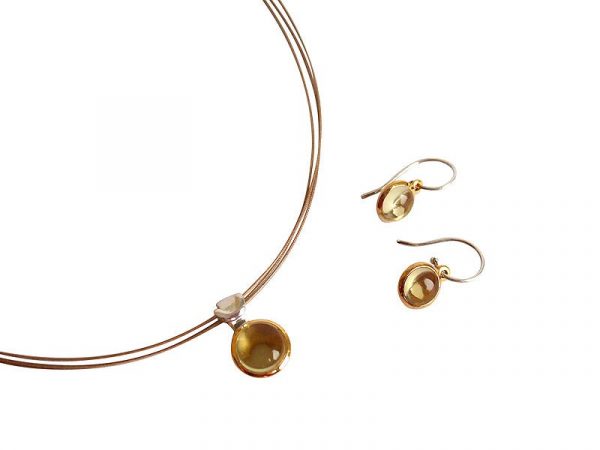Gemshine - Damen - Ohrringe - 925 Silber - Vergoldet - Lemon Quarz - Gelb - 20mm – Bild 4