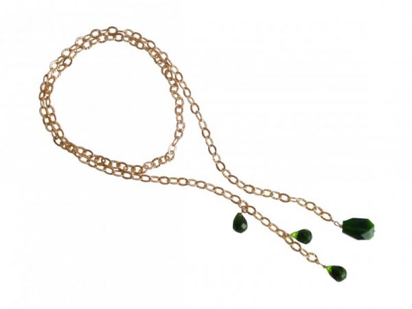 Gemshine - Damen - Halskette  - Lariat - Vergoldet - Turmalin Quarz -Tropfen - Grün - 100 cm – Bild 3