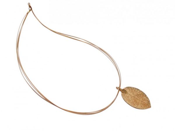 Gemshine - Damen - Halskette - Anhänger - Vergoldet - Blatt - Rose - Natur - 7 cm – Bild 3