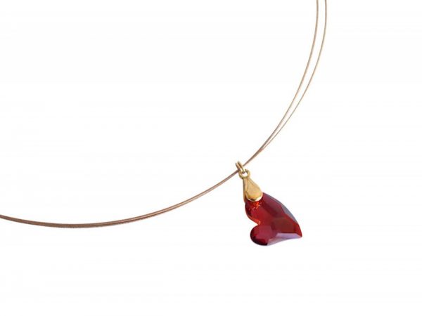 Gemshine  - Damen - Herz - Halskette - Anhänger - Vergoldet - *Red Magma* - Rot - MADE WITH SWAROVSKI ELEMENTS® - 45 cm – Bild 4
