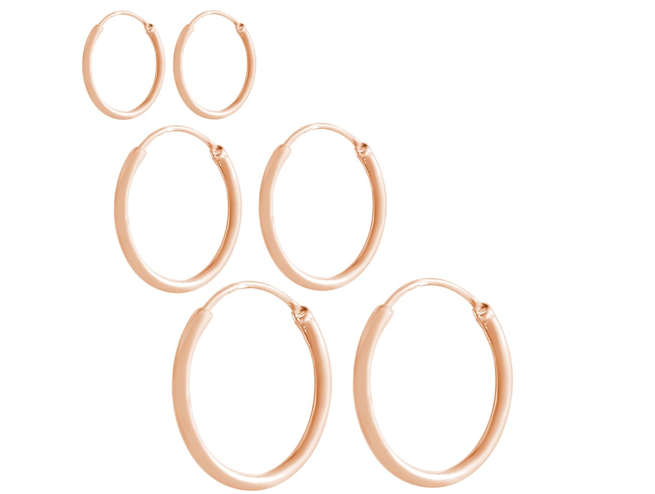 GEMSHINE 925 Silber rose vergoldete Creolen endless Hoop Ohrringe im klassischen Design in Größen 12 mm - 40 mm. Made in Madrid / Spanien, Ohrringe Diameter:35 – Bild 3