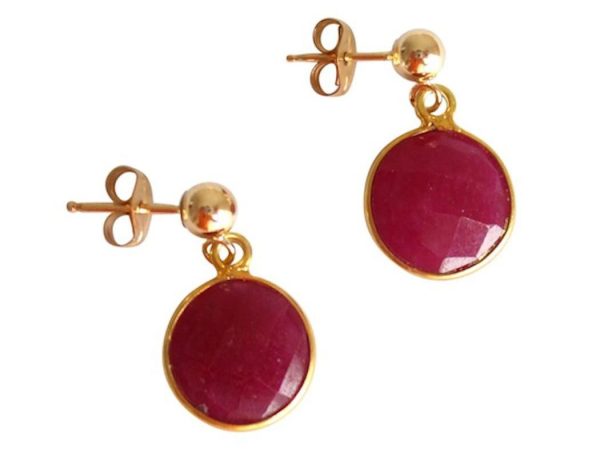 Gemshine - Damen - Ohrringe - 925 Silber - Vergoldet - Rubin - Rot - CANDY - 2 cm – Bild 4