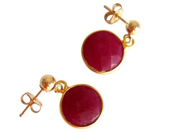 Gemshine - Damen - Ohrringe - 925 Silber - Vergoldet - Rubin - Rot - CANDY - 2 cm – Bild 3