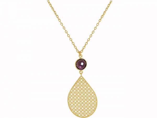 GEMSHINE Halskette mit Mandala und Amethyst Edelstein. Anhänger aus Silber, vergoldet oder rose an 45cm Kette. Made in Madrid / Spanien. Im eleganten Geschenketui. – Bild 4