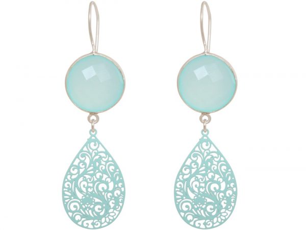 GEMSHINE Damenohrringe mit Mandalas und Chalcedon Edelsteinen. Ohrhänger. Made in Madrid / Spanien. Im eleganten Geschenketui geliefert. – Bild 4