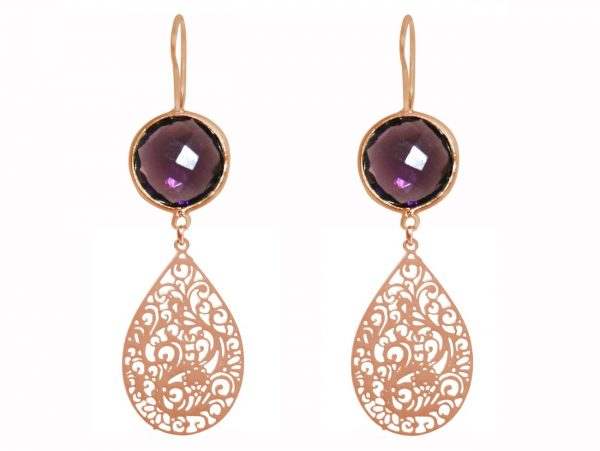 GEMSHINE Damenohrringe mit Mandalas und Amethysten hervorragender Qualität. Ohrhänger. Made in Madrid / Spanien. Im eleganten Geschenketui. – Bild 4