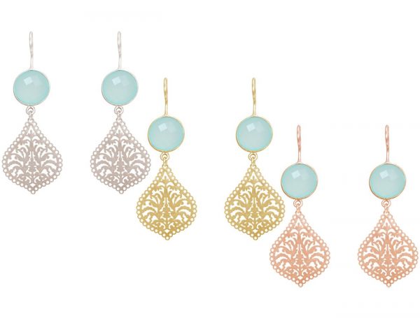 GEMSHINE Damenohrringe mit Mandalas und Chalcedon Edelsteinen. Ohrhänger .Made in Madrid / Spanien. Im eleganten Geschenketui geliefert. – Bild 4