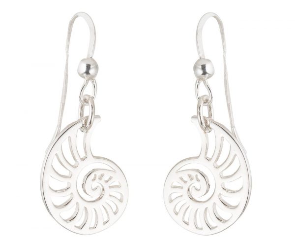 GEMSHINE Maritim Nautics Ohrringe mit Nautilus Muschel Ohrhänger in 925 Silber, hochwertig vergoldet oder rose im Navy Stil - Made in Madrid, Spain – Bild 4