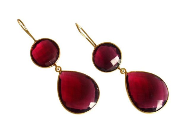 Gemshine - Damen - Ohrringe - 925 Silber - Vergoldet - Quarz - Rot - CANDY - Tropfen - 6 cm – Bild 3