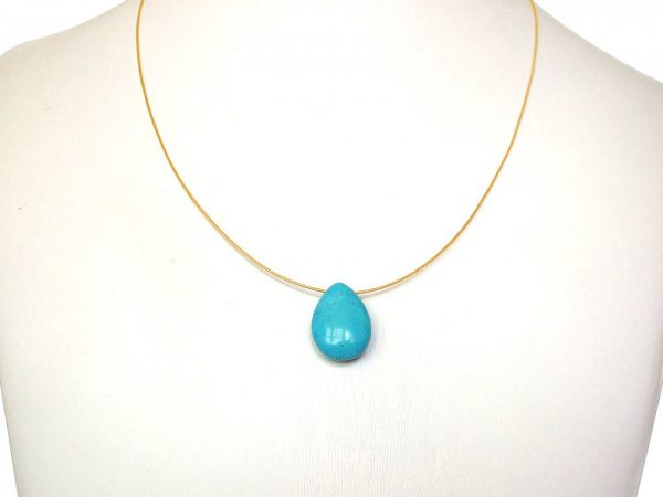 Gemshine - Damen - Anhänger - Halskette - Vergoldet - Türkis - Tropfen - Blau - 45 cm – Bild 3