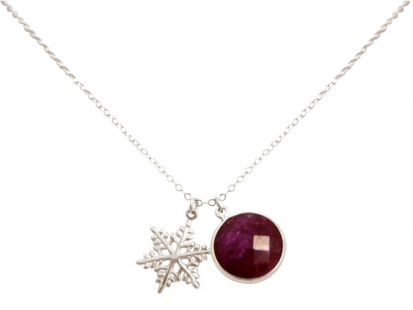 Gemshine - Damen - Halskette - Anhänger - SCHNEEFLOCKE - 925 Silber - Rubin - Rot - 45 cm – Bild 3