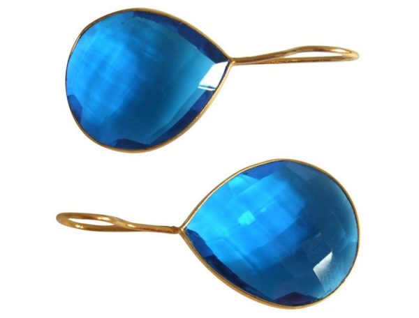 Gemshine - Damen - Ohrringe - 925 Silber - Vergoldet - Quarz - Topas - Blau - CANDY - Tropfen - 3,5 cm – Bild 3