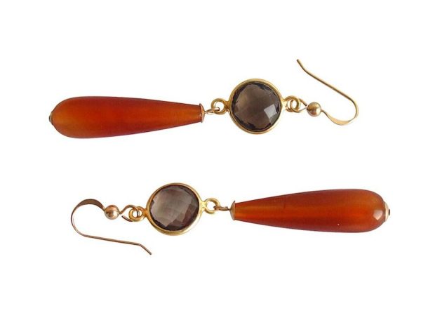 Gemshine - Damen - Ohrringe - Vergoldet - Karneol - Rauchquarz - Orange - Braun - PARTY DROPS - 5 cm – Bild 3