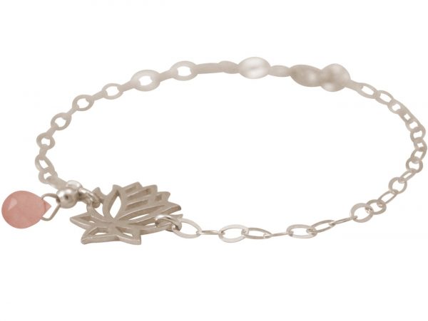 GEMSHINE Damenarmband aus 925 Silber mit YOGA Lotusblume und Rosenquarz. Edelstein hervorragender Qualität und Farbe. Made in Madrid / Spanien. Im eleganten Schmucketui mit Geschenkverpackung. – Bild 3
