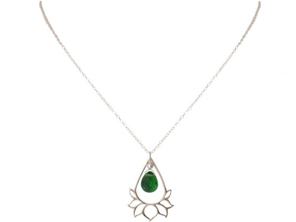 GEMSHINE Damenhalskette aus 925 Silber mit YOGA Lotusblume und Turmalin Quarz. Edelstein hervorragender Qualität und Farbe. Made in Madrid / Spanien. Im eleganten Schmucketui mit Geschenkverpackung. – Bild 3
