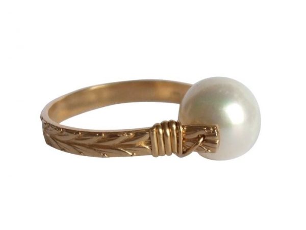 Gemshine - Damen - Ring - Spannring - Vergoldet - Zuchtperle - Weiß - 8mm, Ringgröße:58 (18.5) – Bild 3
