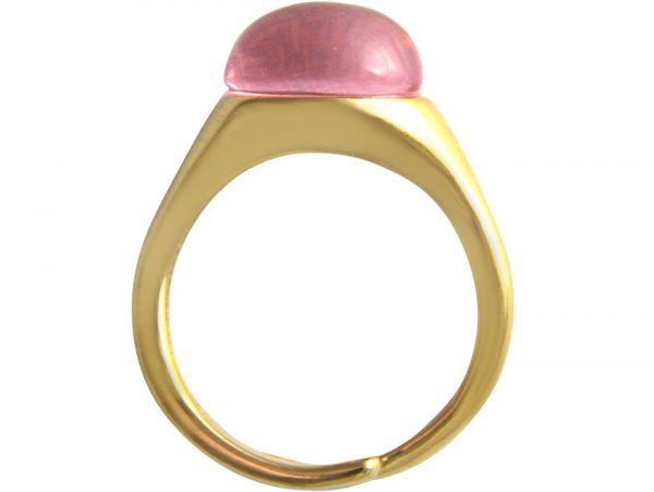 Gemshine - Damen - Ring - 925 Silber Vergoldet - Rosenquarz - Rosa - Größenverstellbar - 10mm – Bild 3