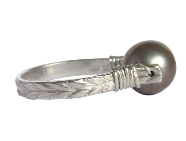 Gemshine - Damen - Ring - Spannring - 925 Silber - Zuchtperle - Tahiti - Grau - 8mm, Ringgröße:56 (17.8) – Bild 3