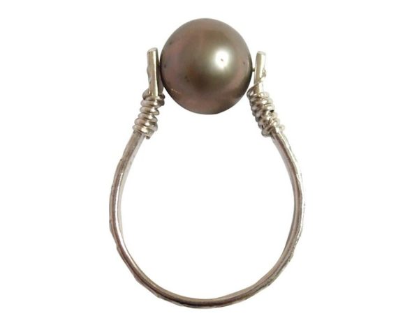 Gemshine - Damen - Ring - Spannring - 925 Silber - Zuchtperle - Tahiti - Grau - 8mm, Ringgröße:52 (16.6) – Bild 3