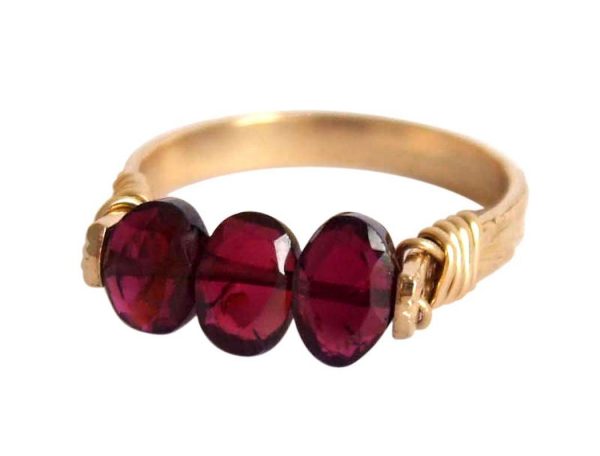 Gemshine - Damen - Ring - Spannring - Vergoldet - Granat - Dunkelrot, Ringgröße:55 (17.5) – Bild 3