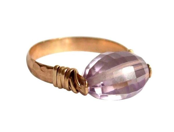 Gemshine - Damen - Ring - Spannring - Vergoldet - Rosenquarz - Rosa, Ringgröße:58 (18.5) – Bild 3