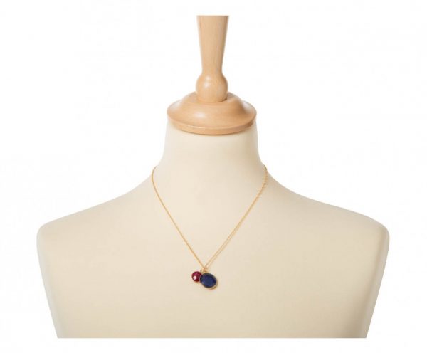 Gemshine - Damen - Halskette - Anhänger - Saphir - Rubin - Blau - Rot - 925 Silber Vergoldet - 45 cm – Bild 3