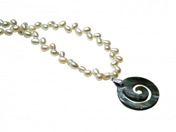 Gemshine - Damen - Halskette - Anhänger - Medaillon - Perlen - Perlmutt - 925 Silber - Weiß - Grau - 5 cm – Bild 3