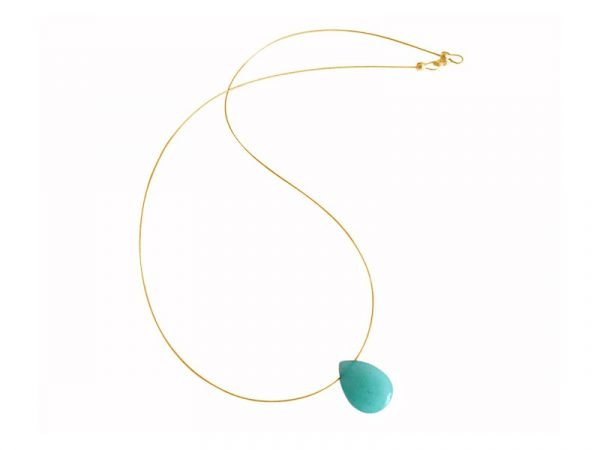 Gemshine - Damen - Anhänger - Halskette - Vergoldet - Jade - Tropfen - Blau - 45 cm – Bild 3