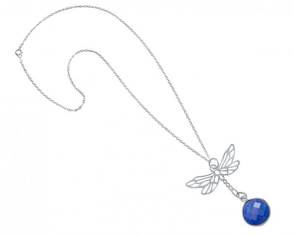 Gemshine - Damen -  Halskette - Anhänger - 925 Silber - LIBELLE - Saphir - Blau - 45 cm – Bild 3