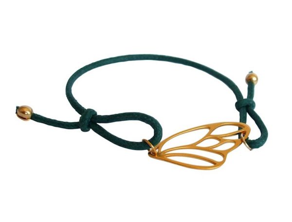 Gemshine - Damen - Armband - KNOTS Schmetterling Flügel - 925 Silber - Vergoldet - Grün - Größenverstellbar – Bild 3
