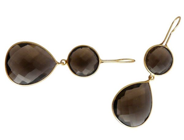 Gemshine - Damen - Ohrringe - 925 Silber - Vergoldet - Rauchquarz - Braun - CANDY - Tropfen - 6 cm – Bild 3