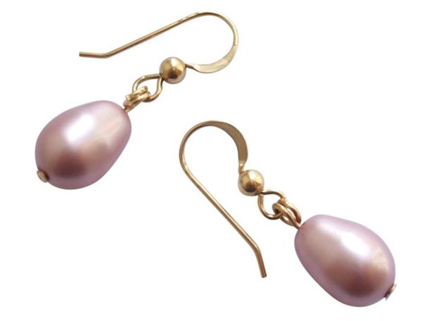 Gemshine - Damen - Ohrringe - Perlen - Rose - Lavendel - Tropfen - Vergoldet - 11 mm – Bild 3