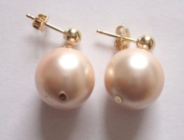 Gemshine - Damen - Ohrringe - Perlen - Rose Champagne - Vergoldet - 12 mm – Bild 3