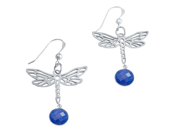 Gemshine - Damen -  Ohrringe - 925 Silber - LIBELLE - Saphir - Blau - 4 cm – Bild 3