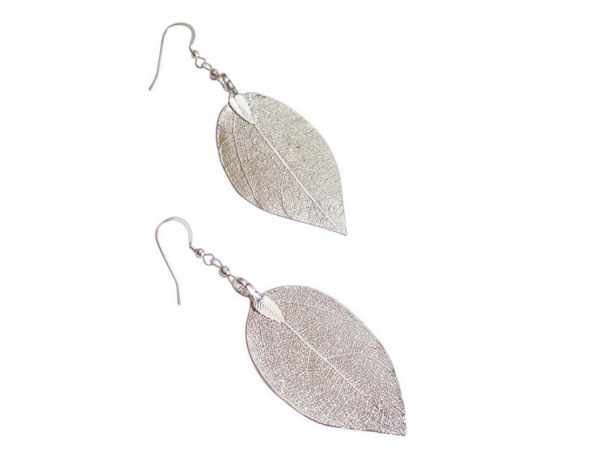 Gemshine - Damen - Ohrringe - 925 Sterling Silber - Blatt - Rose - Natur - 7 cm – Bild 3