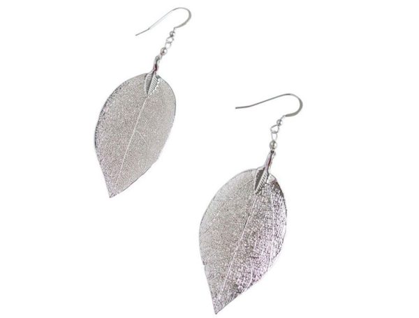 Gemshine - Damen - Ohrringe - 925 Sterling Silber - Blatt - Rose - Natur - 7 cm – Bild 3