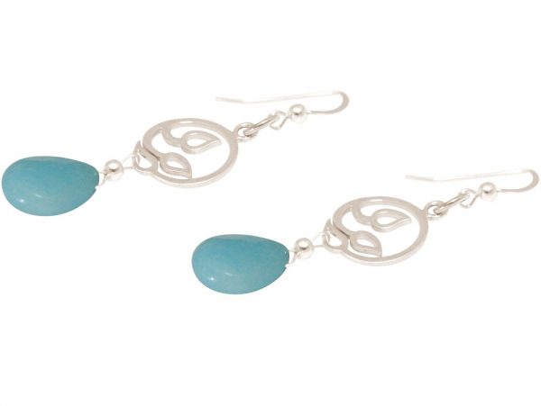 GEMSHINE Damenohrringe aus 925 Silber mit YOGA Mandala Lotusblumen und Türkisen hervorragender Qualität und Farbe. Made in Madrid / Spanien. Im eleganten Schmucketui mit Geschenkverpackung geliefert. – Bild 3
