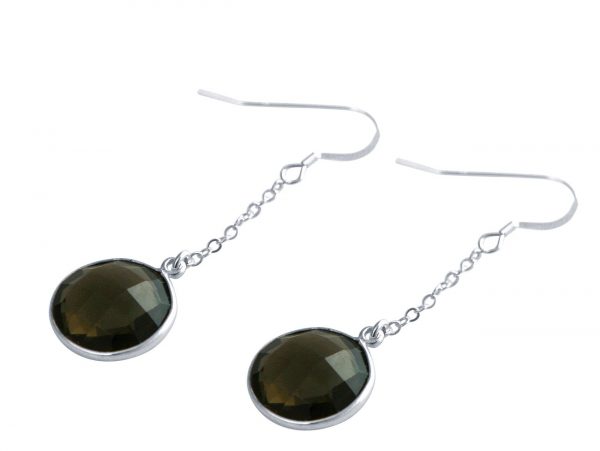 GEMSHINE Damenohrringe aus 925 Silber. 4,5 cm Yoga Ohrhänger mit Rauchquarz Edelsteinen hervorragender Qualität und Farbe. Made in Madrid / Spanien. Im eleganten Schmucketui mit Geschenkverpackung. – Bild 3