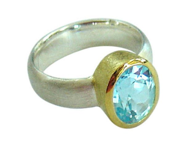 Gemshine - Damen - Ring - Silber 925 - Vergoldet - Topas - Blau, Ringgröße:53 (16.9) – Bild 3